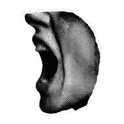 a rough design element of a mouth shouting.